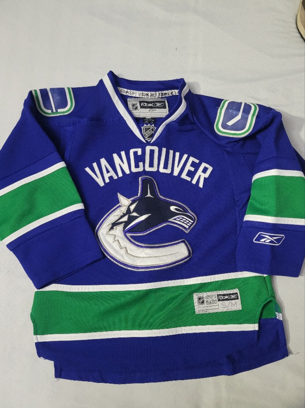 Reebok Vancouver Youth Blue & Green Hockey Jersey
